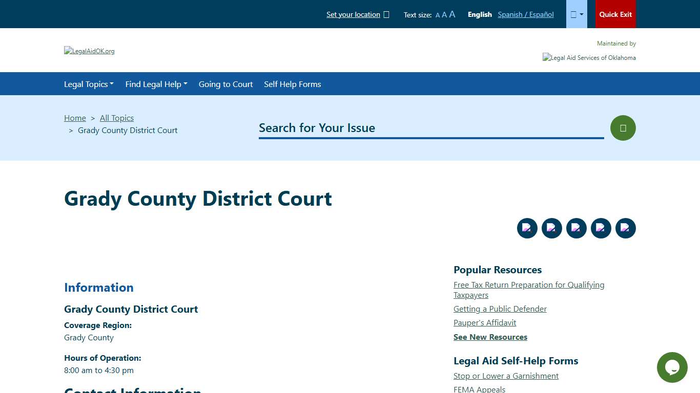 Grady County District Court | Welcome to Legal Aid Services of Oklahoma's guide to free legal help in Oklahoma.